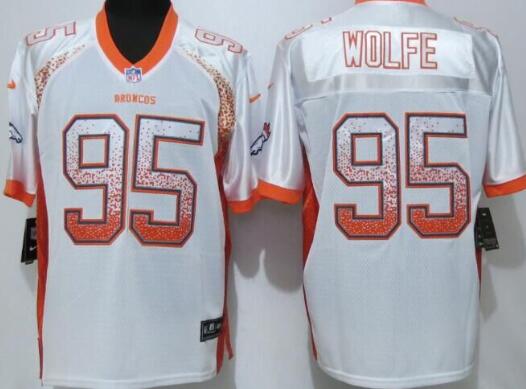 Nike Denver Broncos 95 Wolfe White Drift Fashion Elite Jersey