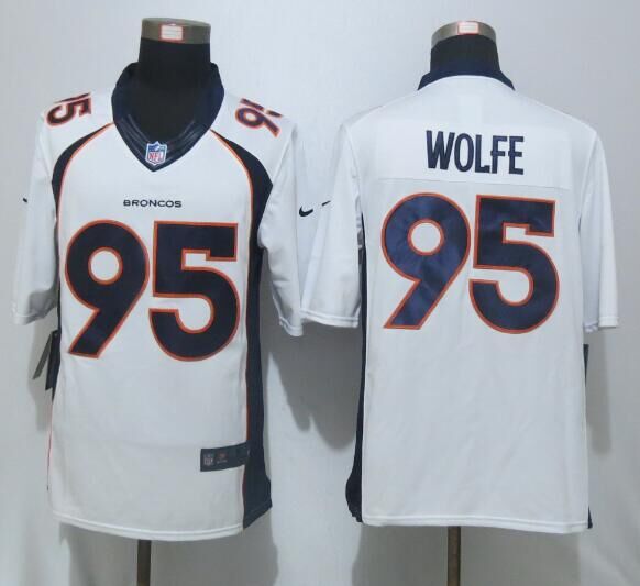 Nike Denver Broncos 95 Wolfe White Limited Jerseys