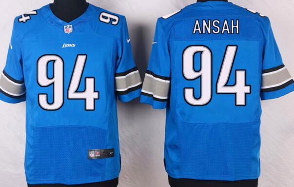 Nike Detroit Lions 94 Ziggy Ansah Blue Alternate Elite NFL Jerseys