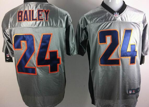 Nike Elite Denver Broncos 24 Champ Bailey NFL Gray Shadow Jerseys