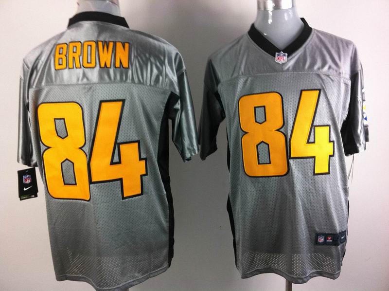 Nike Elite Pittsburgh Steelers 84 Antonio Brown NFL Gray Shadow Jerseys