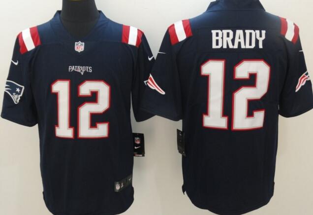 Nike England Patriots 12 Tom Brady blue rush limited men football jerseys