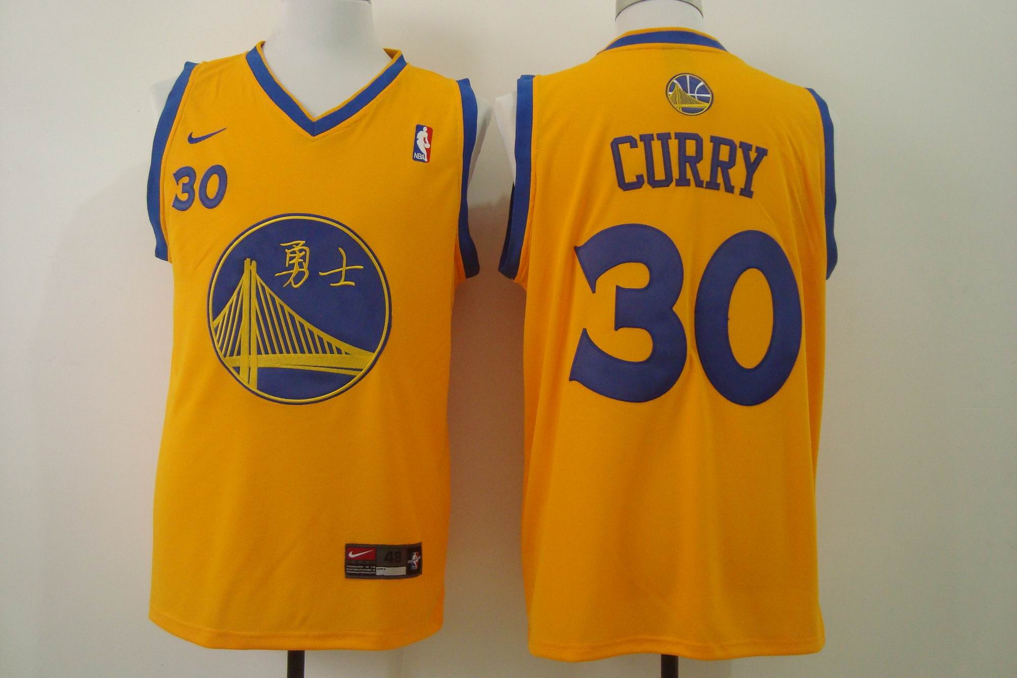 Nike Golden State Warriors 30 Stephen Curry yellow men nba basketball jerseys