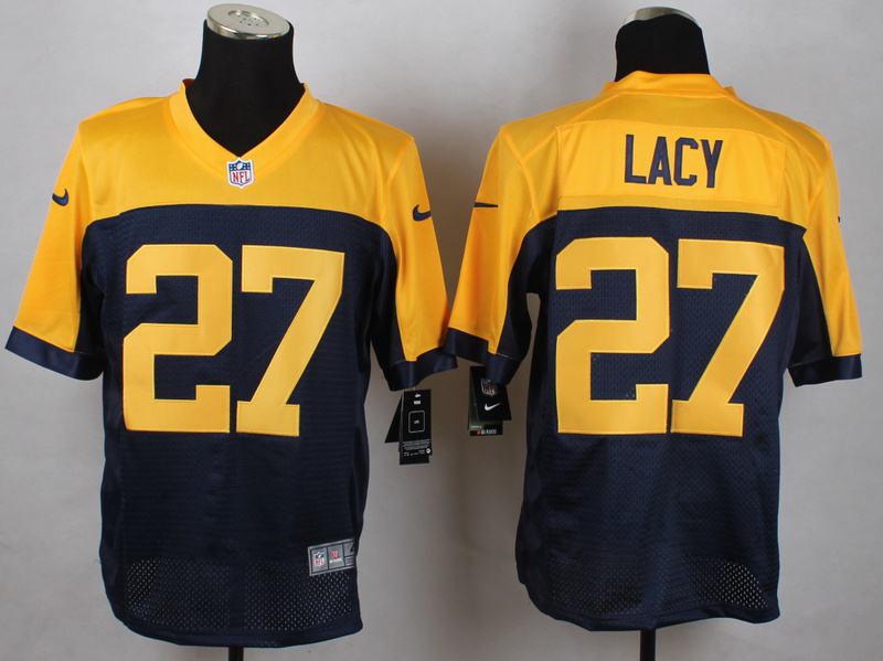 Nike Green Bay Packers 27 Eddie Lacy blue yellow elite NFL Jerseys