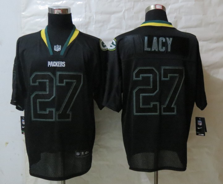 Nike Green Bay Packers 27 Lacy Lights Out Black Elite Jerseys