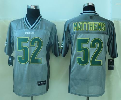 Nike Green Bay Packers 52 Matthews Grey Vapor Elite Jerseys