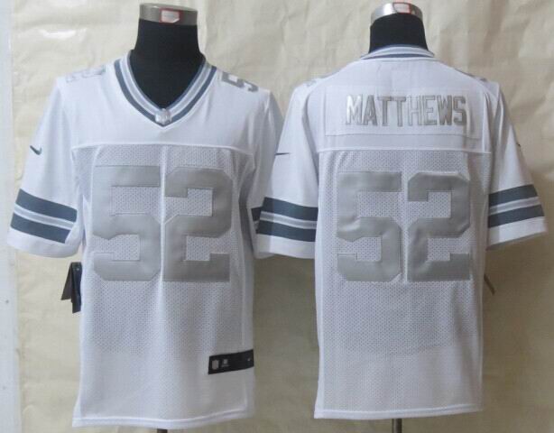 Nike Green Bay Packers 52 Matthews Platinum White Limited Jerseys