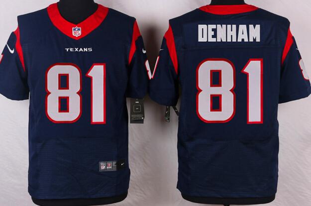 Nike Houston Texans 81 Denham.Blue Elite men nfl football Jerseys