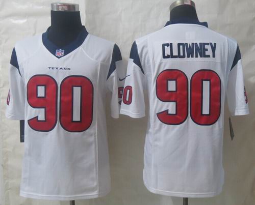 Nike Houston Texans 90 Clowney White Limited Jerseys