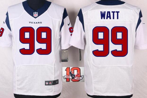 Nike Houston Texans 99 J.J. Watt 10th White NFL elite men football Jersey