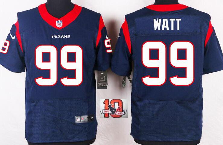 Nike Houston Texans 99 J.J. Watt 10th blue NFL elite football men Jersey