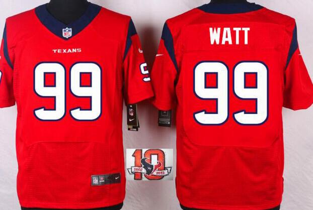Nike Houston Texans 99 J.J. Watt 10th red NFL elite football men Jersey