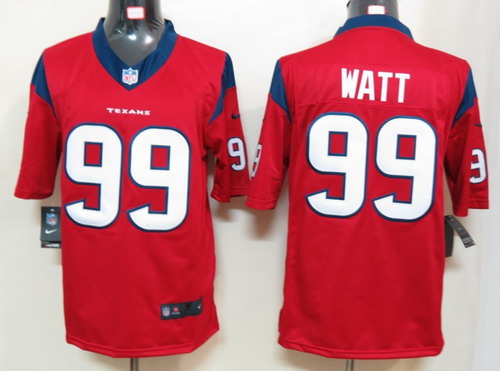 Nike Houston Texans 99 Watt Red Limited Jerseys