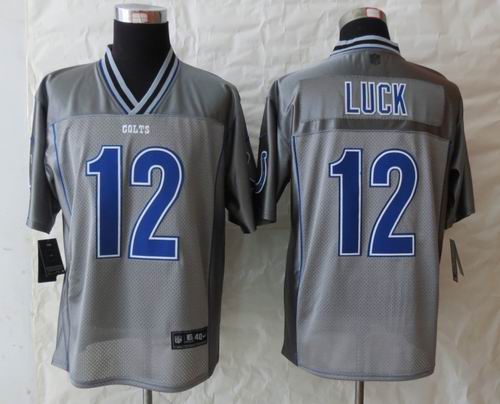 Nike Indianapolis Colts 12 Luck Grey Vapor Elite Jerseys