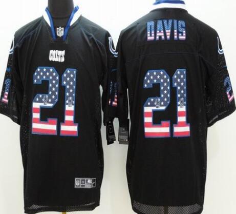 Nike Indianapolis Colts 21 Vontae Davis Black Lights Out Black Elite Jerseys