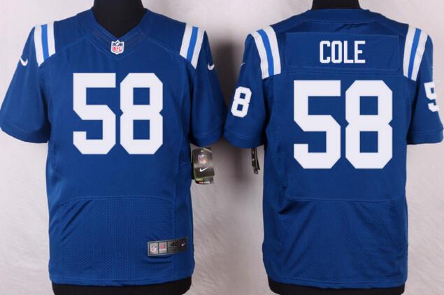 Nike Indianapolis Colts 58 Trent Cole blue elite men NFL football jerseys