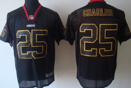 Nike Kansas City Chiefs 25 Jamaal Charles Elite Black NFL Lights Out Jerseys