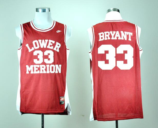 Nike Lower Merion High School Kobe Bryant 33 Red Basketball Throwback NCAA Jerseys