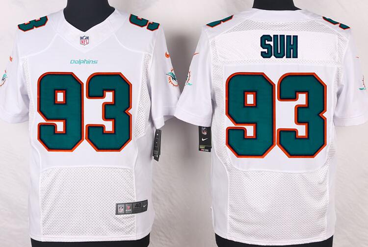 Nike Miami Dolphins 93 Ndamukong Suh Elite White NFL Jerseys