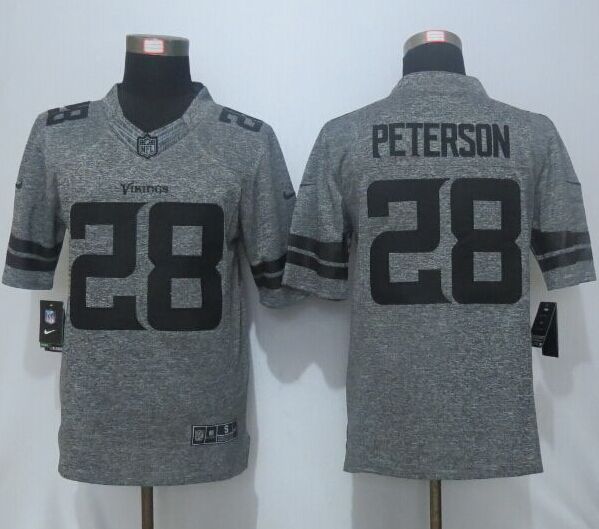 Nike Minnesota Vikings 28 Peterson Gray Men Stitched Gridiron Gray Limited Jersey