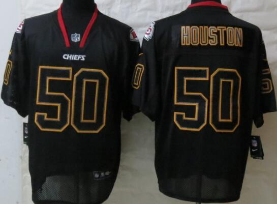 Nike NFL Kansas City Chiefs 50 Houston Lights Out Black Elite Jerseys