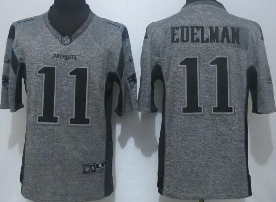 Nike New England Patriots 11 Edelman Gray Men Stitched Gridiron Gray Limited Jersey