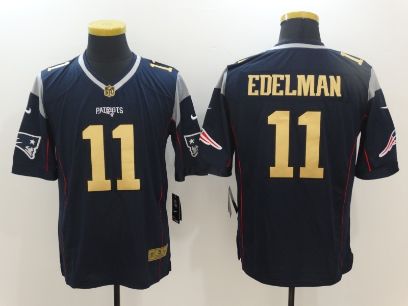 Nike New England Patriots 11 Julian Edelman Blue gold game NFL Jerseys