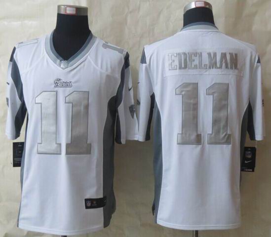 Nike New England Patriots 11 Julian Edelman Platinum White Limited Jerseys