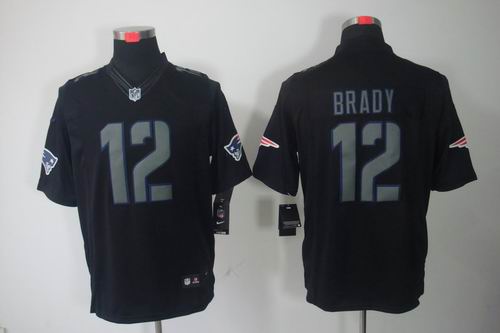 Nike New England Patriots 12 Tom Brady Impact Limited Black NFL Jerseys