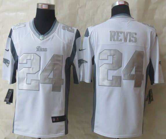 Nike New England Patriots 24# Darrelle Revis Platinum White Limited Jerseys