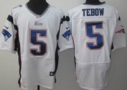 Nike New England Patriots 5 Tim Tebow Elite white Jersey