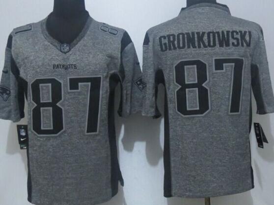 Nike New England Patriots 87 Gronkowski Gray Men Stitched Gridiron Gray Limited Jersey