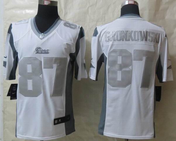 Nike New England Patriots 87 Gronkowski Platinum White Limited Jerseys