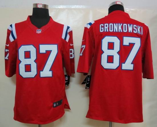 Nike New England Patriots 87 Gronkowski Red Limited Jerseys