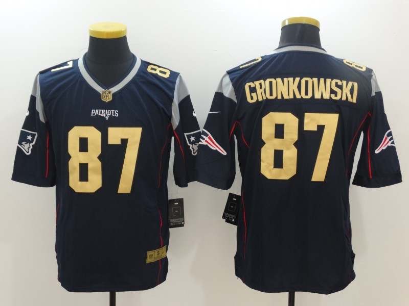 Nike New England Patriots 87 Rob Gronkowski blue gold game nfl jersey