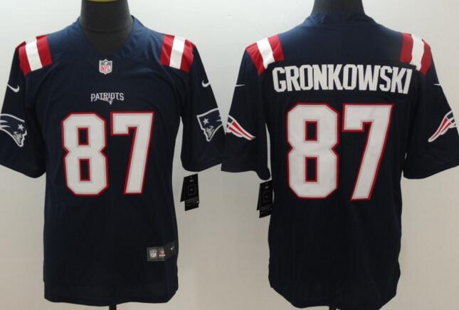 Nike New England Patriots 87 Rob Gronkowski blue rush limited men nfl football jersey