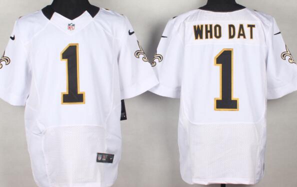 Nike New Orleans Saints 1 Who Dat white men elite NFL football jerseys