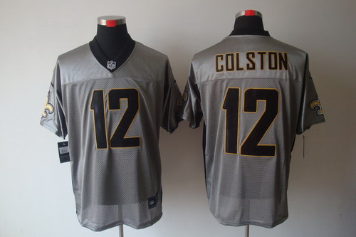 Nike New Orleans Saints 12 Marques Colston Elite NFL Grey Shadow Jerseys