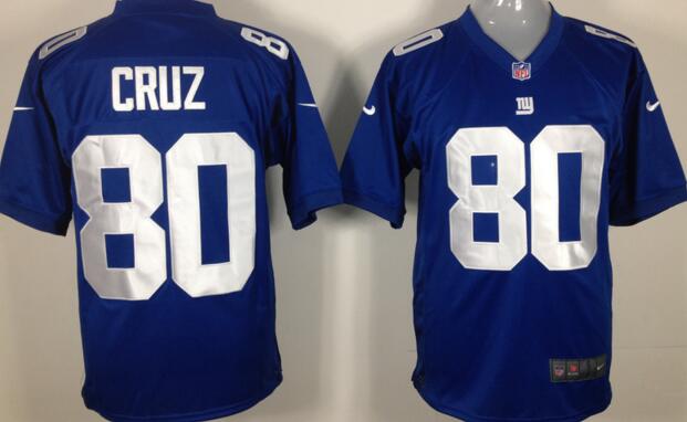 Nike New York Giants 80 Cruz Blue men nfl football game Jersey