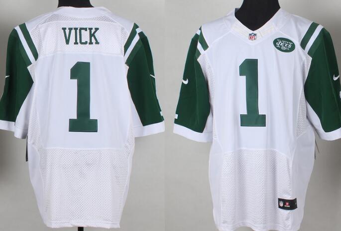 Nike New York Jets 1 Michael Vick Elite White NFL Jerseys