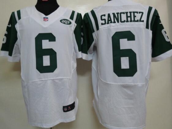 Nike New York Jets 6 Mark Sanchezx NFL white Elite Jerseys