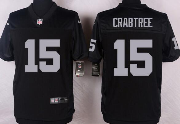 Nike Oakland Raiders 15 Michael Crabtree men black Elite NFL football Jersey