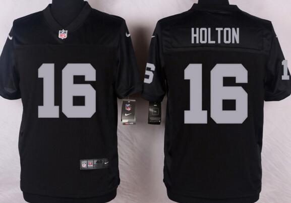 Nike Oakland Raiders 16 Johnny Holton men black Elite NFL football Jersey