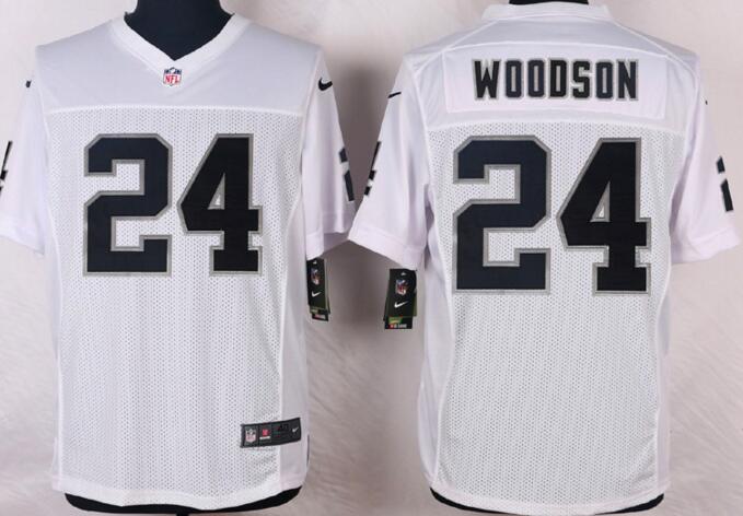 Nike Oakland Raiders 24 Richard Charles Woodson Elite white NFL Jerseys