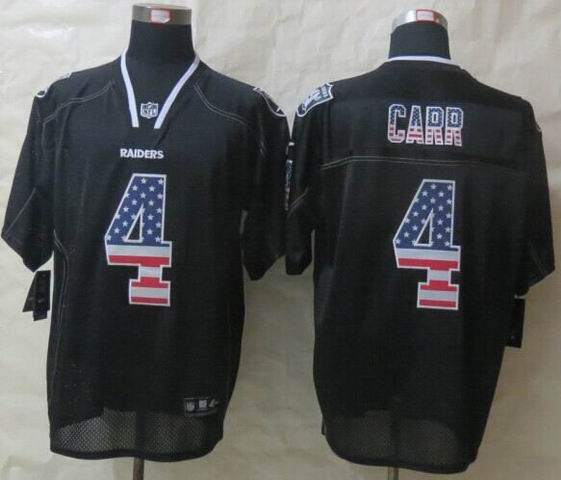 Nike Oakland Raiders 4 Carr USA Flag Fashion Black Elite Jerseys