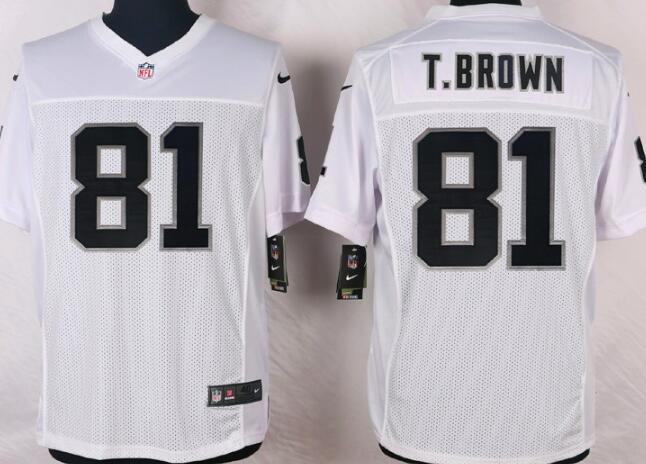 Nike Oakland Raiders 81 T.BROWN white Elite nfl jersey