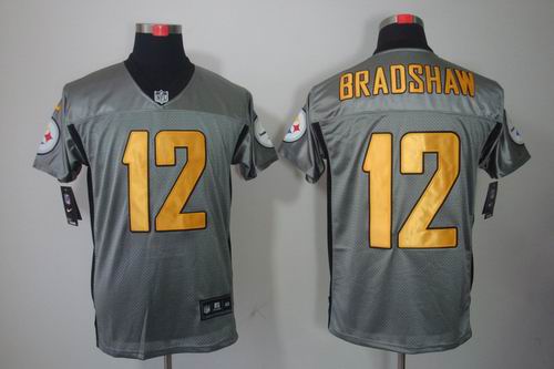 Nike Pittsburgh Steelers 12 Terry Bradshaw Elite NFL Grey Shadow Jerseys