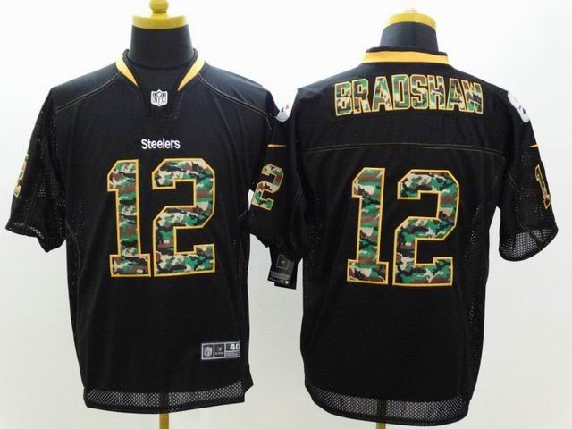 Nike Pittsburgh Steelers 12 Terry Bradshaw Fashion Black camo Elite nfl Jerseys