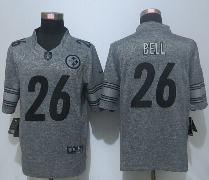 Nike Pittsburgh Steelers 26 Bell Gray Men Stitched Gridiron Gray Limited Jersey