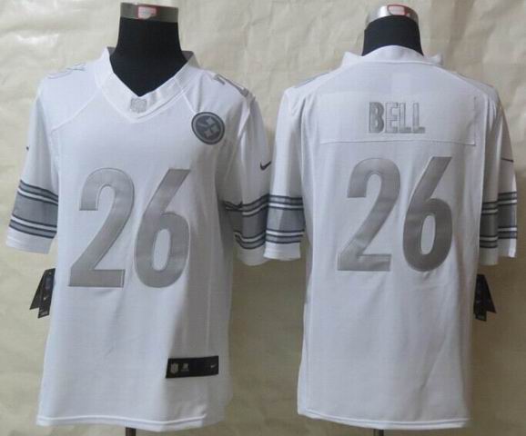 Nike Pittsburgh Steelers 26 Bell Platinum White Limited Jerseys